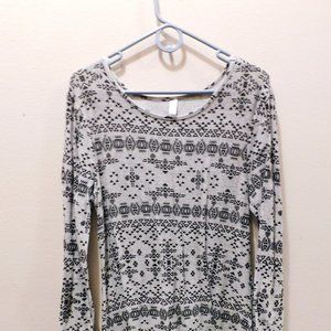 Grey Patterned Sweater Dress